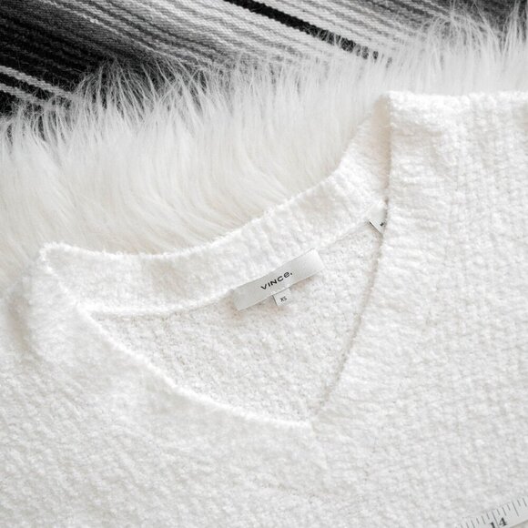 VINCE ITALIAN YARN WHITE TEXTURED TUNIC VNECK SWEATER SZ XS - Picture 5 of 10